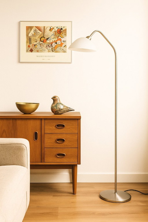 Adjustable Mid - Century Modern Floor Lamp - TCI Saronno - Italy - Milky White Glass Shade