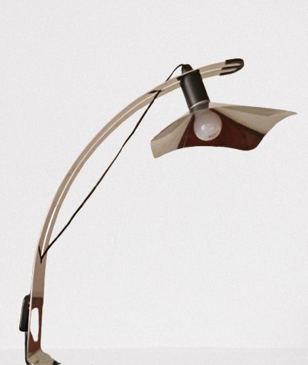 Esta Es La Rara Lámpara De Mesa Corolla, Giovanni Grignani, Variante De Abrazadera Rara – bureaulampen, Metal, Plastic