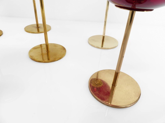 Image 1 of Set of 7 Hans-Agne Jakobsson AB Markaryd NR135 red candleholders, Sweden, circa 1950-1960