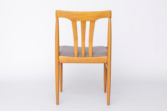 Image 1 of Set of 4 Vintage German Dining Chairs, 1960s, Beechwood Frame, Newly Upholstered in Light Blue Fabric, Mid-Century Modern