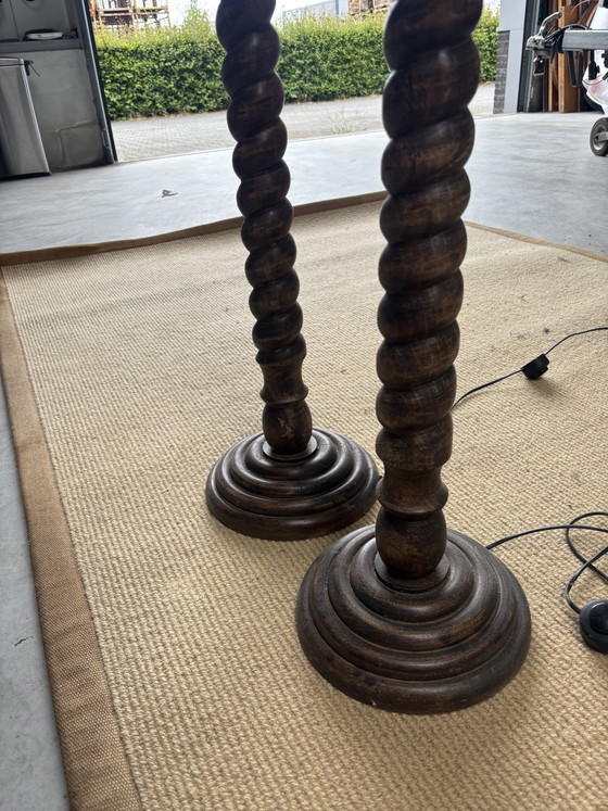 Prachtige Set Vintage Vloerlampen (Barley Twist) – Wood (photo 3 of 6)