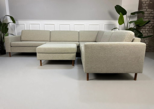 Bolia Scandinavia Sofa + Hocker Stoff Beige Beige 6 Sitzer