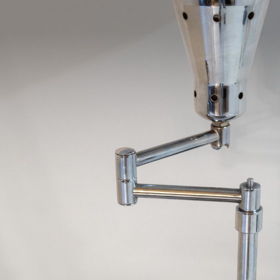 Image 1 of 1x Bauhaus Chromed Desk Lamp with Adjustable Lampshade, Italy 1950s