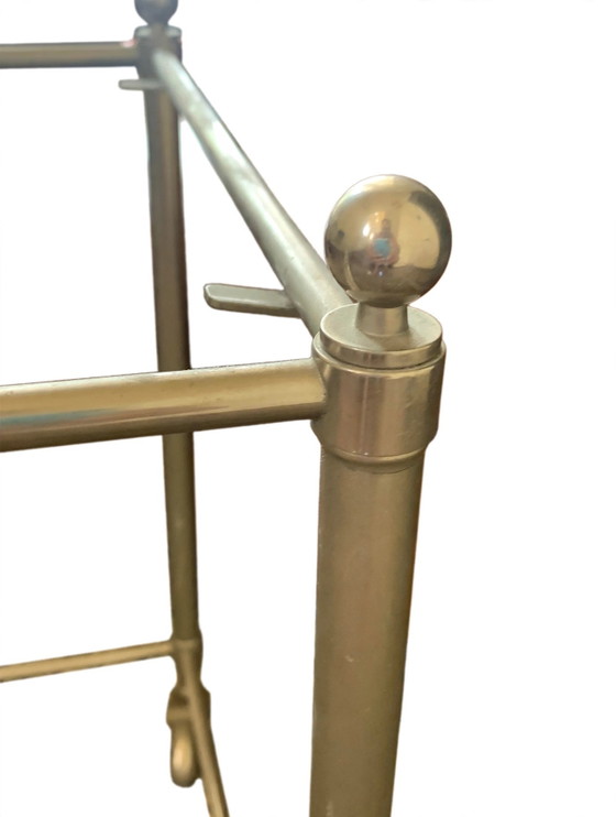 Carrello Bar Vintage in Metallo Argentato e Vetro Fumé - Stile Maison Jansen, Anni '70 - Neoclassico (photo 4 of 9)
