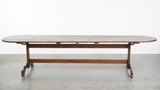 Image 1 of Mesa de comedor antigua XXL de madera de álamo del siglo XVIII