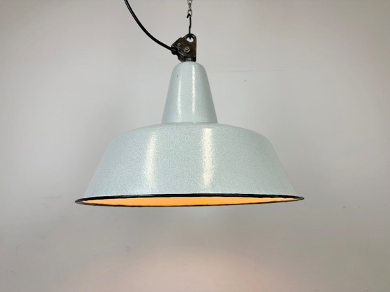 Image 1 of Large Industrial Grey Enamel Factory Pendant Lamp from Zaos, 1960s