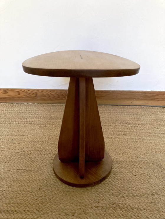 Image 1 of Wooden stool with convex seat