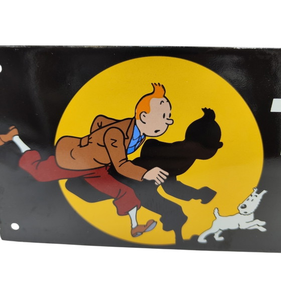 Image 1 of Plaque émaillée Tintin et Milou