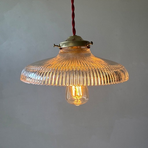 SUSPENSION ANCIENNE EN VERRE PRISMATIQUE VINTAGE