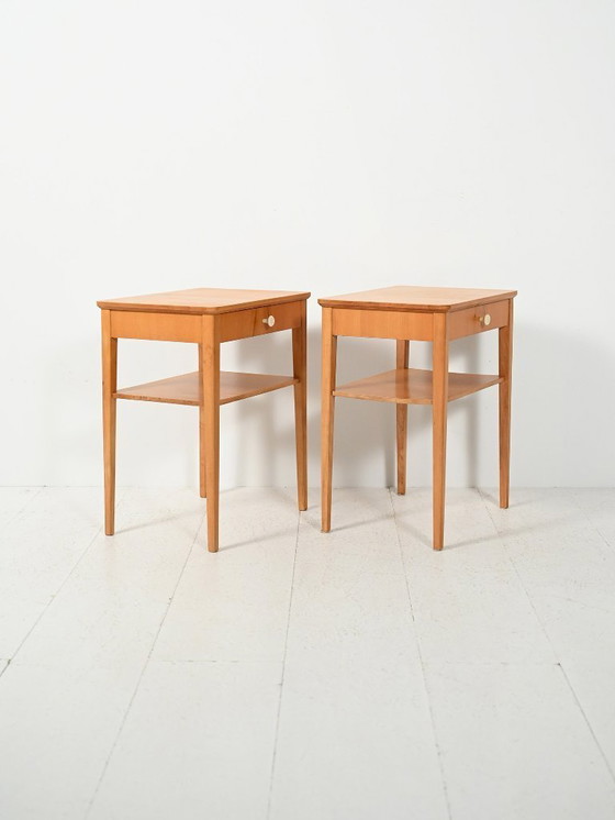 Image 1 of Coppia di comodini scandinavi vintage in faggio