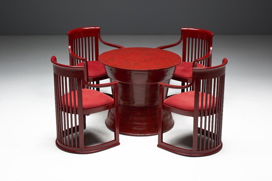 Image 1 of Japanese Dining Set in the Style of Frank Lloyd Wright, Belgium, 1940s