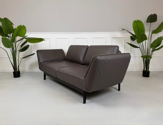 Image 1 of Divano Rolf Benz Mera 386 in pelle marrone, divano di design, chaise longue, divano letto