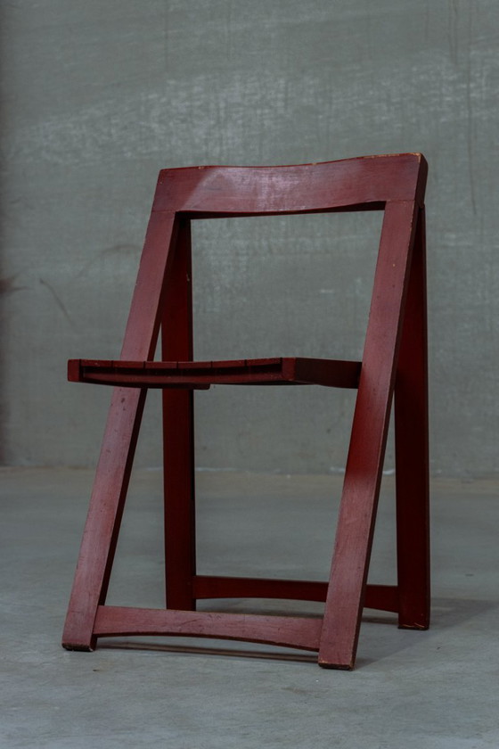Image 1 of Set di 4 sedie pieghevoli rosse di Aldo Jacober