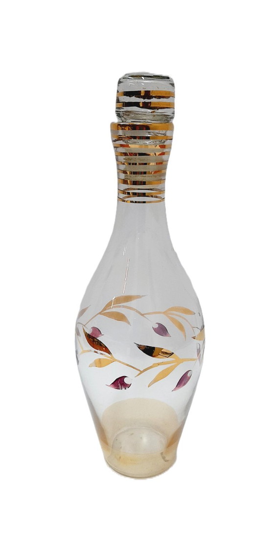 Image 1 of Bouteille carafe en verre doré vintage des années 1950