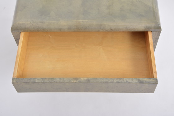 Image 1 of Mid-Century Modern Bedside Tables Made of Lacquered Goat Skin by Aldo Tura