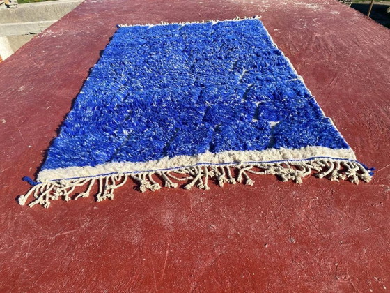 Beni Ouarain Berber rug in Majorelle blue, 250x150 cm, natural wool, Rugs & carpets, Cotton, Scandinavian (photo 3 of 8)