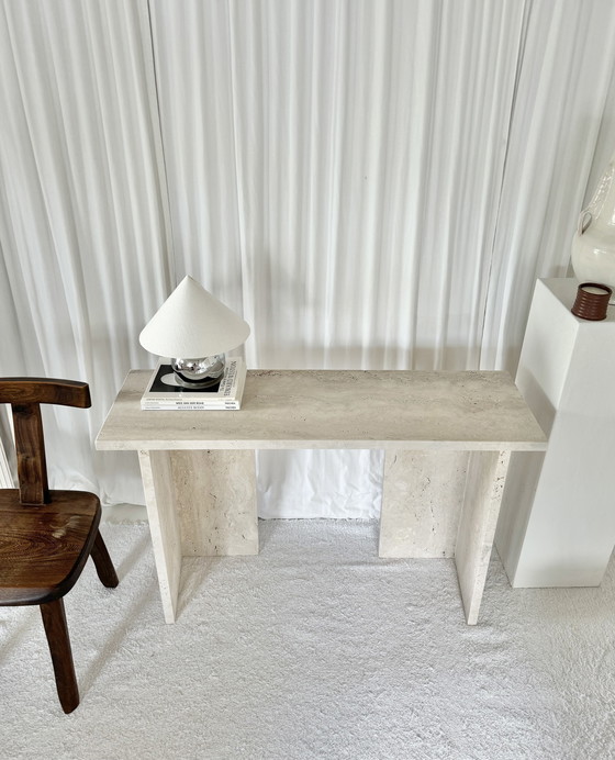 Image 1 of Travertine console table