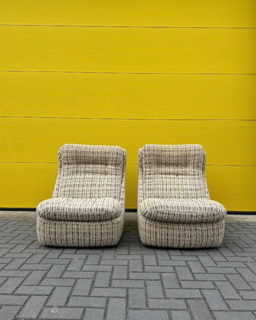 Set di poltrone lounge vintage - Intrecciato color crema/beige/marrone