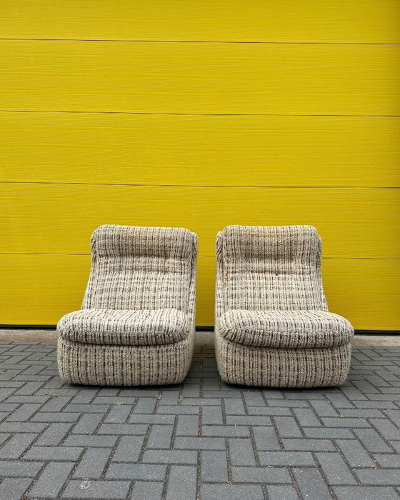 Image 1 of Set di poltrone lounge vintage - Intrecciato color crema/beige/marrone