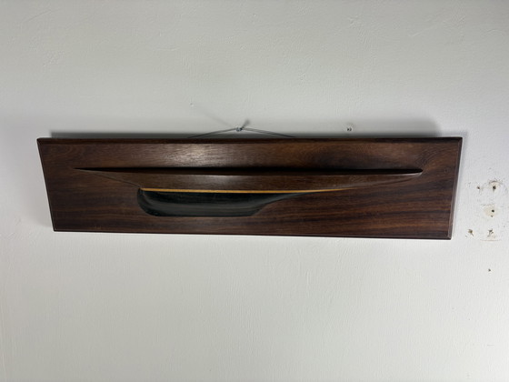 Image 1 of Decorazione da parete vintage a forma di mezza barca in legno massello