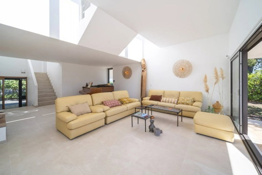 Ligne Roset loungeset in ivoorkleurig volnerfleer – Frankrijk – jaren 80