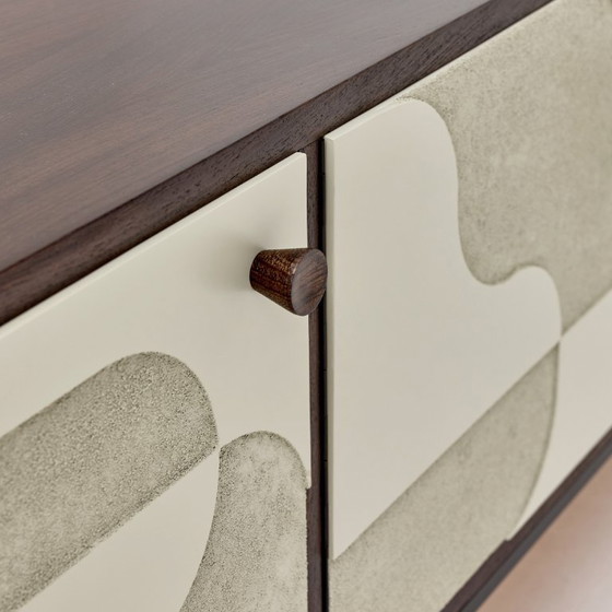 Image 1 of Vintage sideboard with relief surface, metal, Germany, 1960s