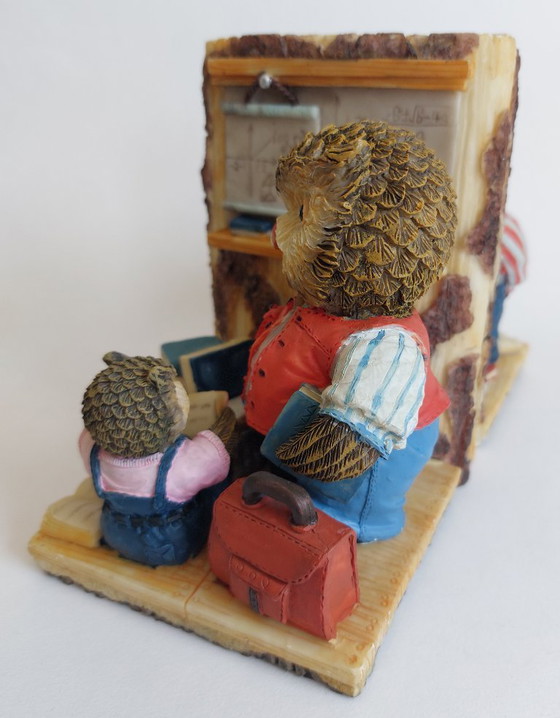 Image 1 of Serre-livres hibou vintage en résine peinte à la main