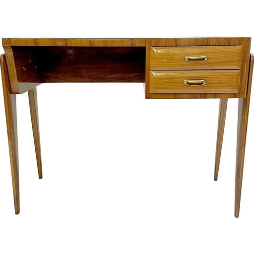 Vintage desk in wood and brass, Italy 1950s