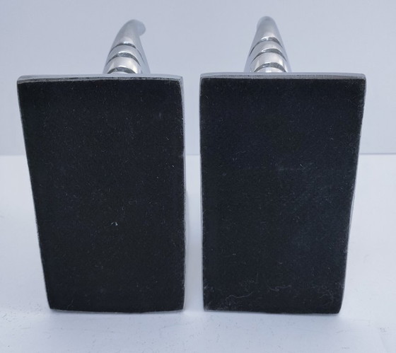 Image 1 of een paar boekensteunen in de vorm van olifanten, gegoten aluminium