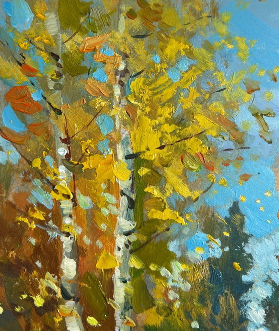 Image 1 of Original Oil Painting Autumn Forest Landscape Breath of the autumn forest