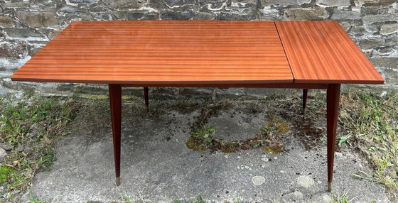 Image 1 of Extendable Scandinavian Style Dining Table – 1960s – Mahogany Veneer, Tapered Legs