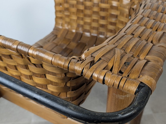 Image 1 of Silla Artesana de Castaño Tejido de Longinos, Premio Nacional de Artesanía, España años 80