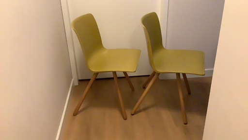 Gispen Nomi Stoelen 2 Stuks Oker Met Blauwe Hoes