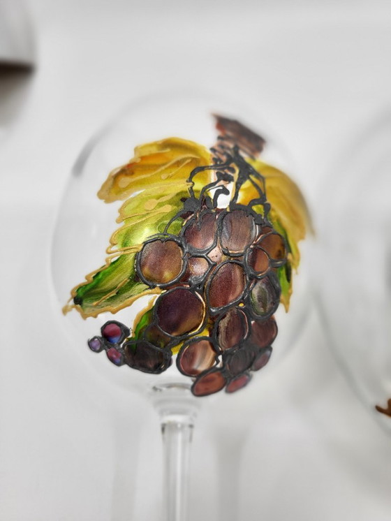 Image 1 of Weinservice Cristal d'Arques Frankreich handbemalt set of 3