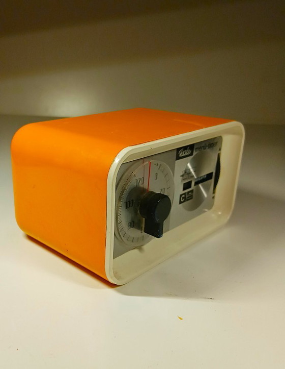 Image 1 of (W014) Timer da menu vintage Fissler arancione/giallo degli anni '70, prodotto in Francia