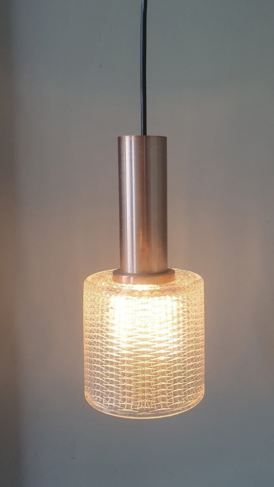 Image 1 of Lampada a sospensione vintage Philips in vetro stile Mid Century - color ottone