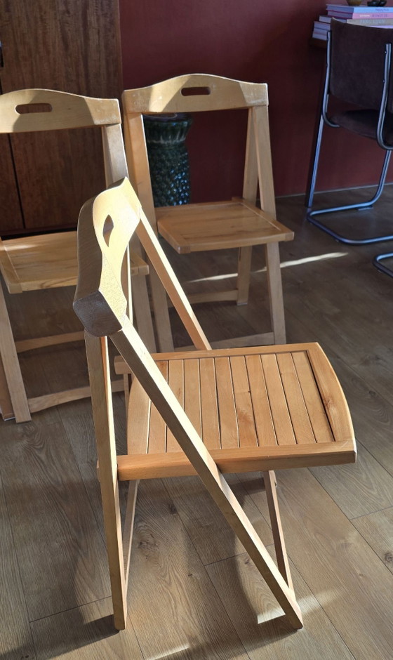 5 x Trieste Folding chairs, Aldo Jacober, Alberto Bazzani, Wood, Beige (photo 2 of 8)