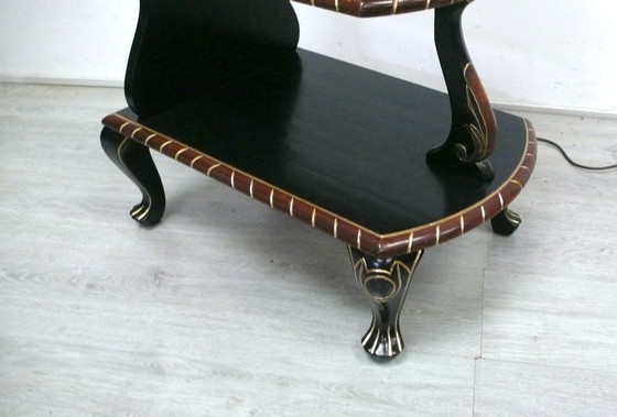 Image 1 of Lámpara de pie antigua de los años 30, estilo Chippendale, color negro-marrón.