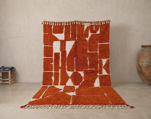 Tapis marocain élégant – Laine des montagnes de l'Atlas, fait main, 250 cm x 150 cm – vloerkleden en tapijten, Cotton