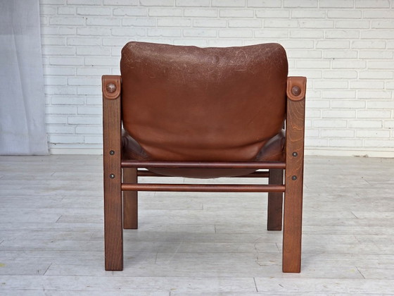 Image 1 of 1970s, Danish armchair model "Safari" by Skippers Furniture, furniture leather.