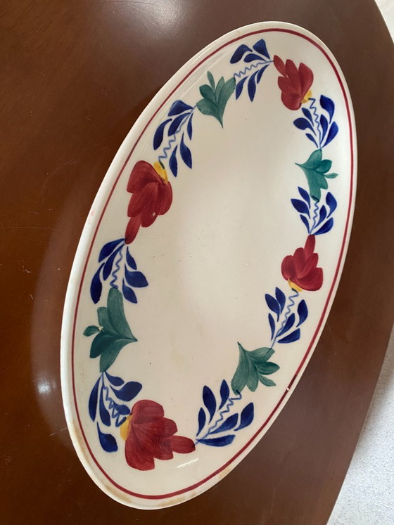 Antique Petrus Regout Maastricht “Boerenbont” Oval Serving Platter – C. 1900 – Crockery, Porcelain (photo 4 of 8)