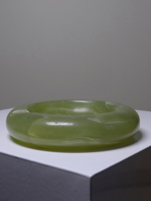 Gros cendrier en onyx vert rond vintage Italie années 50-60