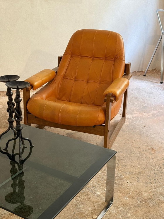 Image 1 of Percival Lafer, cognac fauteuil, MP -173, Brazilië, jaren 1970