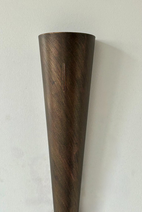 Image 1 of Pair of vintage sconces, brown patinated metal, France, 1970