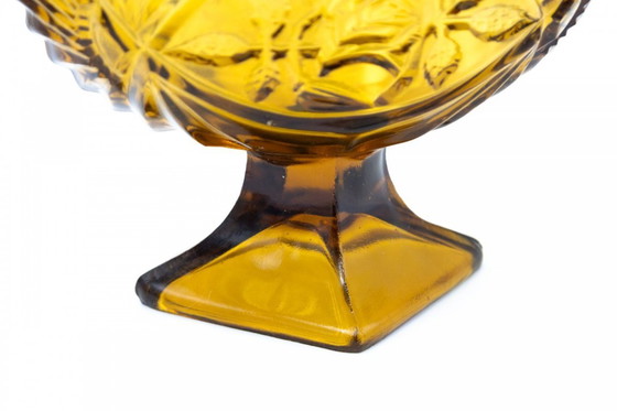 Image 1 of Amberkleurige jardinière "roos", Ząbkowice glasfabriek, Polen.