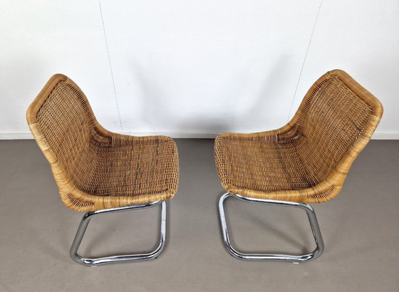 Image 1 of Juego de dos sillas Rohé Noordwolde | Ratán y cromo