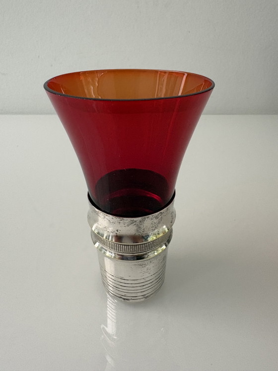 Set di 6 bicchieri da aperitivo Boussu con supporti argentati | Mid-Century Modern | Belgio (photo 6 of 15)