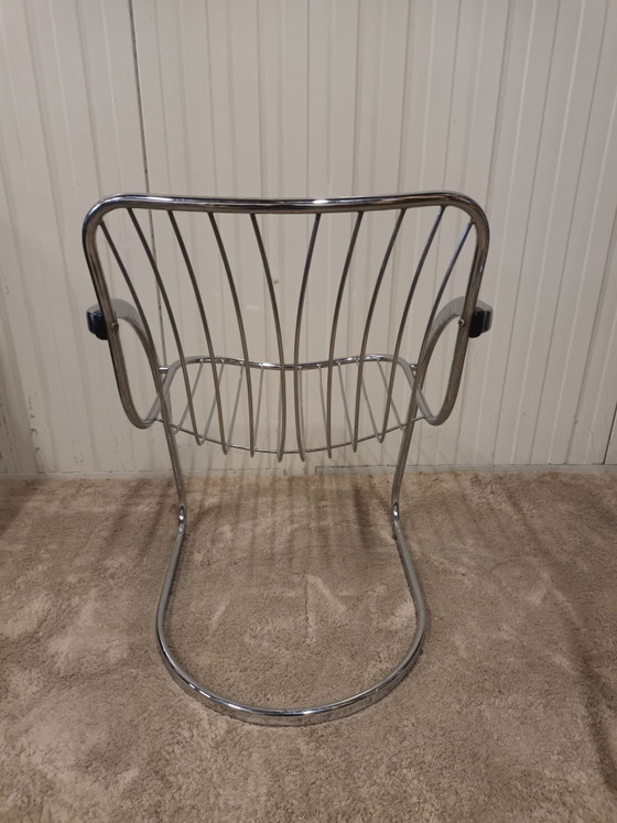 Beautiful Vintage Chrome Tubular Chairs (4x) | Italian Design, Dining chairs, Metal, Silver (photo 4 of 9)