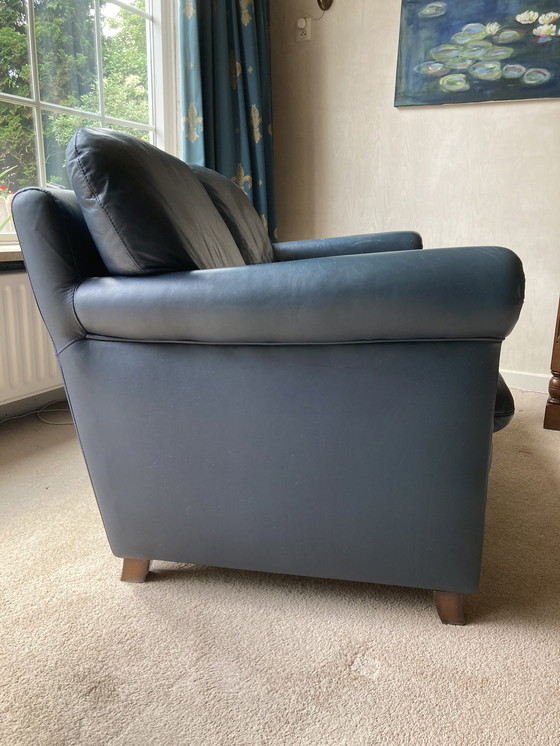 Image 1 of 3x canapé en cuir bleu