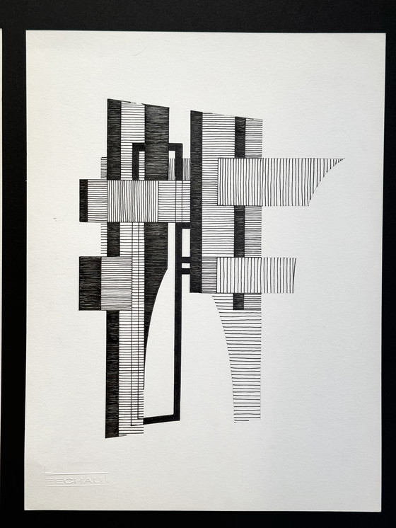 Image 1 of Set Of 2 Artworks. Abstract Composition. Eugène Eechaut (1928-2019)